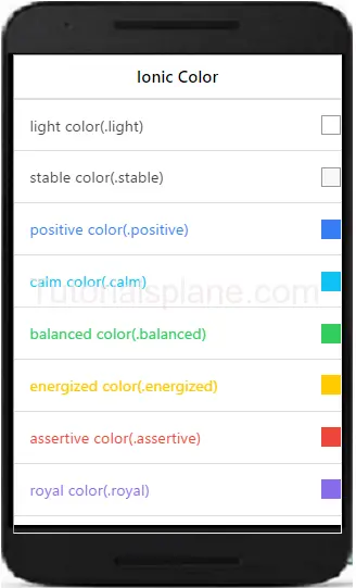 Ionic colors example