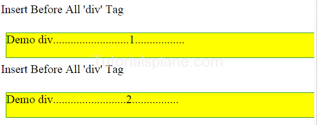 jQuery insertBefore Method