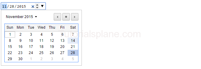 HTML5 Date picker calender example