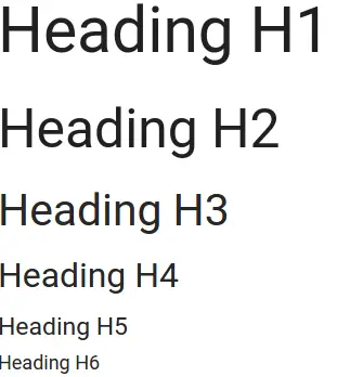 Materialize Typography Headings Example